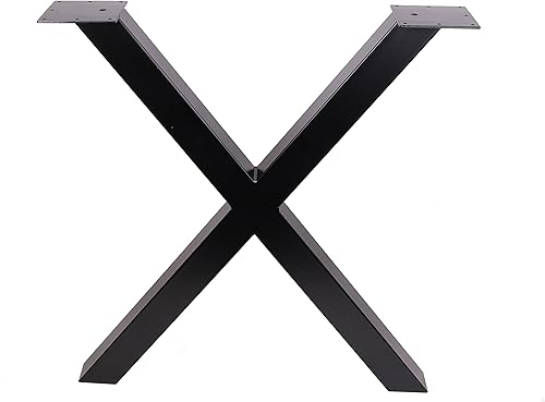 28' Dining Table Legs, X-Shaped Steel Table Legs, Office Table Legs,Computer Desk Legs,Industrial Kitchen Table Legs,Set of 2,Black - Poueer