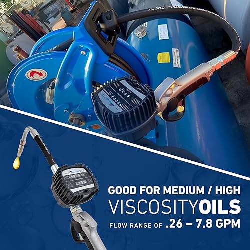 Macnaught Pneumatic Oil Gun with Oil Control Valve Meter Nozzle and 1/2' inch NPT Inlet, Mechanical Engine, Lube, Gear and Motor Oil Dispenser Registers in Quarts and Totals in Gallons - Poueer