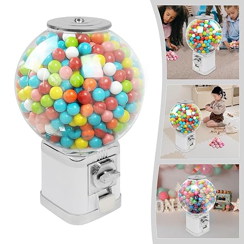 Capsule Vending Machine Candy Machine Dispenser for Business Toy Vending Machine Dispenser Lockable Candy Gumball Dispenser Machine Prize Machine Twister Ball Dispenser (White) - Poueer