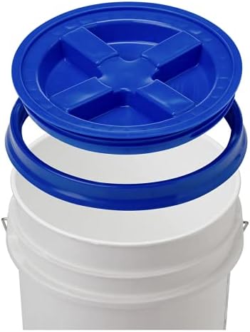 House Naturals 5 Gallon Aqua Food Grade BPA Free Made in USA Bucket Pail with Blue Airtight Double Gasket Screw on Lid (Pack of 2) - Poueer
