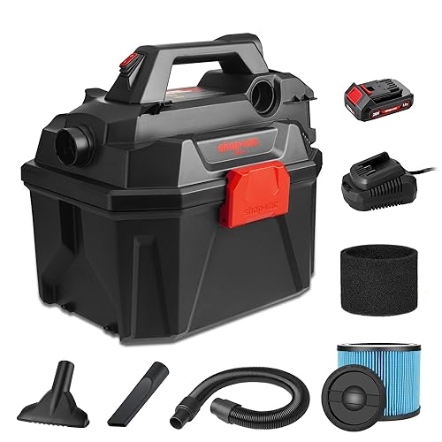 Shop-Vac 20V Cordless Wet/Dry Vacuum, 3-in-1 Portable Shop Vacuum Cleaner, Battery and Charger Included, Ideal for Jobsite, Garage, Car & Workshop - Poueer