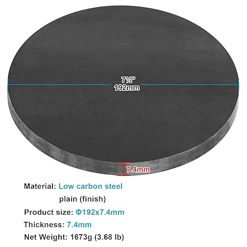 2 PCS 7-1/2' Round Weldable Heavy Duty Steel Sheet Base Plate Flat Disks, Thickness 9/32' - Poueer
