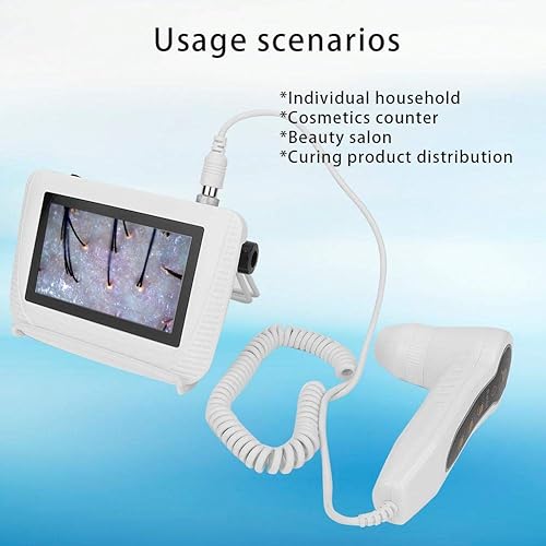 Skin Hair Analyzer, 5 Inch LCD Screen Digital Skin Diagnosis Scanner System Hair Analyzer Analysis Scanner Rechargeable Hair Analyser Machine Digital Skin Health Detection for Home Salon Use(US) - Poueer