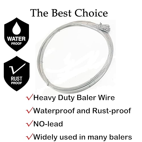 50 PCS Baling Wire 14 Gauge 14 Feet,Baler Wire Ties Galvanized Steel Wire Bulk,Bailing Wire Roll,Bale Wire 50 Count Bundle Single Loop,for Bailing Cardboard Paper Fence - Poueer