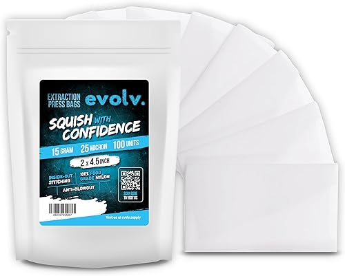 EVOLV Premium Nylon Tea Filter Extraction Press Bags | 2' x 4.5' | 15u | 100 Pack - Poueer