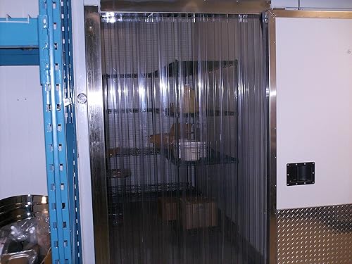 Strip Door Curtain - 72 in. (6 ft) Width X 108 in. (9 ft) Height - Ribbed Anti Scratch 8 in. Wide x .131 Thick Strips with 50% Overlap - Poueer