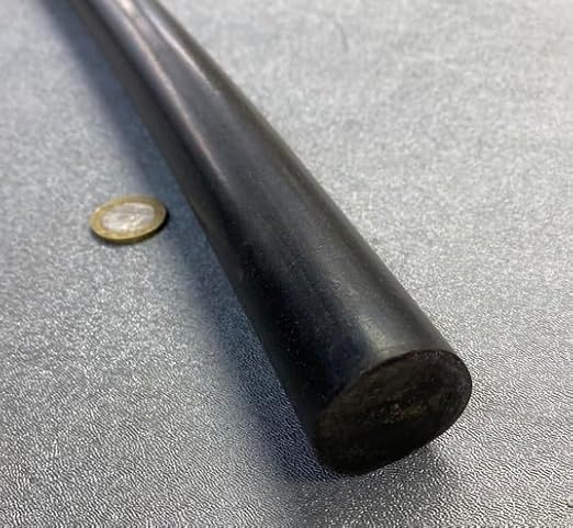 Black Neoprene Rubber Round Rod 75A 1.25' (1-1/4') Diameter x 36' Length 1 pc - Poueer