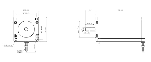 STEPPERONLINE Nema 23 Stepper Motor 8mm Shaft Bipolar 3Nm(425oz.in) 4.2A 57x57x113mm 4 Wires CNC Engraving Machine - Poueer