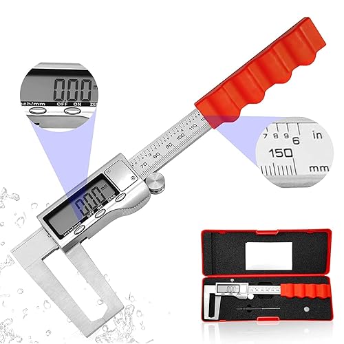 Disc Brake Rotor Micrometer, 6 Inch Brake Rotor Caliper Measuring Tool of Inch and Millimeter Conversion Stainless Steel Electronic Vernier Caliper Auto-Off Feature Electronic Gauge with LCD Screen - Poueer