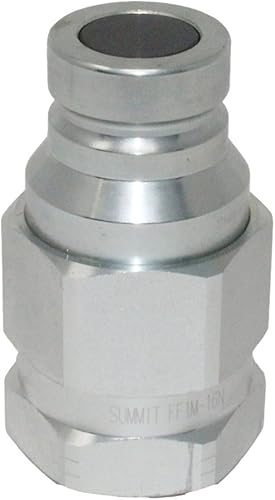 Flat Face High Flow Hydraulic Quick Connect Couplers Set, 1' Body x 1' NPT Thread - Poueer