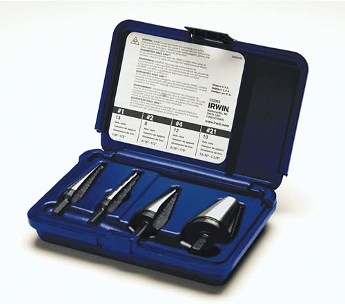Irwin Tools IRWIN Step Drill Bit Set, General Purpose, 4-Piece (10225) - Poueer