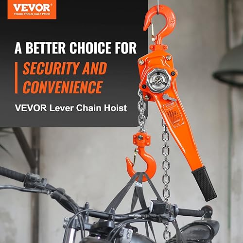 VEVOR Manual Lever Chain Hoist Bundle, Includes 3 Ton 6600 lbs & 1.5 Ton 3300 lbs Capacity 20 FT Come Alongs, G80 Galvanized Carbon Steel with Weston Double-Pawl Brake - Poueer