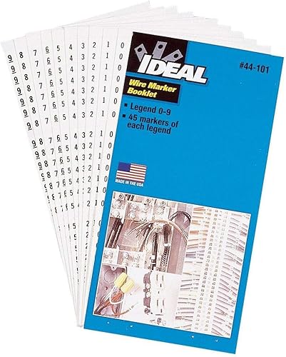 Ideal Industries Inc 44-103 - Pre-Printed Cable & Wire Label or Marker, Color Black, Material: Vinyl Coated Cloth, Book - Poueer