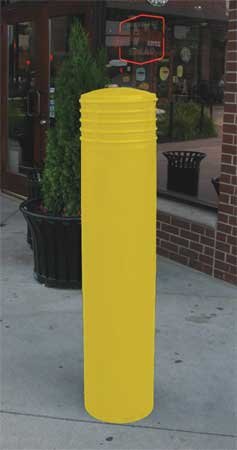 Bollard Cover, 10 In Dia., 52 In H, Yellow - Poueer