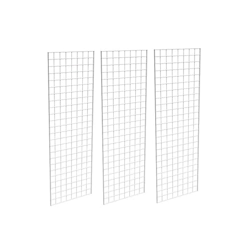Commercial Grade Gridwall Panels – Heavy Duty Grid Panel for Any Retail Display, 2’ Width x 6’ Height, 3 Gridwall Panels Per Carton (White Finish) - Poueer