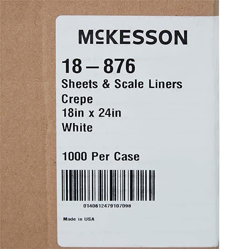 McKesson Medical Scale Liner Paper - White, Crepe Sheets - 18 in x 24 in, 1000 Count, 1 Pack - Poueer