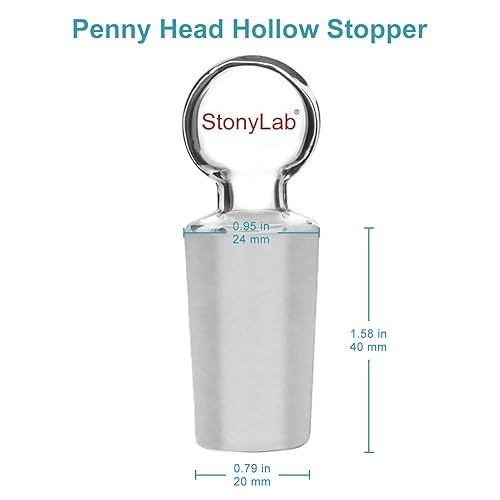 stonylab Bundle–2 Items: 500 ml Glass 24/40 Erlenmeyer Flask and Glass Penny Head Stopper - Poueer