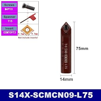 1Pcs S14X S16X SCACR SCBCR SCMCN SCACL SCBCL 06 09 L35 L45 L55 L65 L75 L85 L95 12mm 14mm 16mm CNC Turning Tools Toolholder Bar(S14X-SCACR09-L65) - Poueer
