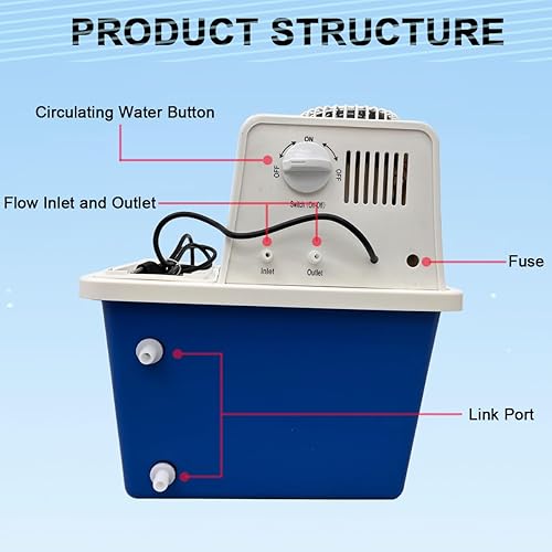 INTBUYING Water Circulating Vacuum Pump with 15L Water Tank Flow Rate 60L/min Water Circulation for Lab Chemistry Equipment - Poueer