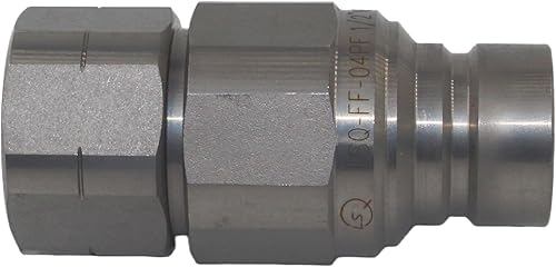 1/2'' NPT Flat Face Hydraulic Quick Connect Coupling Set Skid Steer Loader Quick Disconnect Coupler with Dust Caps ISO12.5 - Poueer