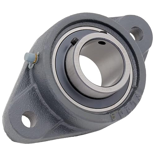 [1-Pack] UCFL209-28 - 2-Bolt Flange-Mount Ball Bearing Unit, Insert Bearing UC209-28, Cast Iron Housing FL209, Bore Shaft 1-3/4 in (44.45 mm), Set Screw Locking, 7.401 in (188 mm) Flange Length - Poueer