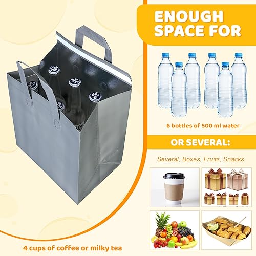 Hushee 200 Pcs Insulated Take out Bags Bulk Thermal Insulation Take Away Bags Disposable 10.24x11.02x6.69 Inch for Grocery Lunch Hot Cold Frozen Food Delivery Shipping Cooler(Black) - Poueer