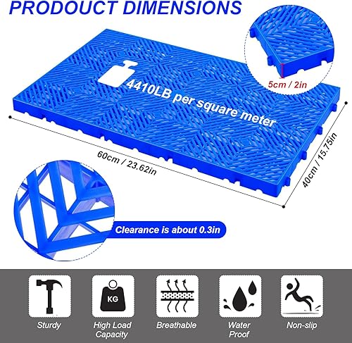6 Pcs Plastic Pallets for Basement Storage, HDPE Waterproof Grid Ventilation Garage Floor Pallets, Lightweight Breathable Pallet for Pet Mats Basements Balcony Supermarket (23.62'x15.75'x1.97') - Poueer