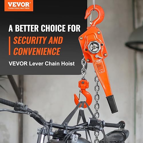 VEVOR Manual Lever Chain Hoist Bundle, Includes 3 Ton 6600 lbs & 1.5 Ton 3300 lbs Capacity 20 FT Come Alongs, G80 Galvanized Carbon Steel with Weston Double-Pawl Brake - Poueer