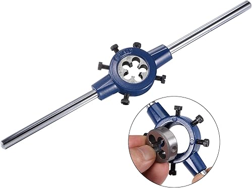 uxcell 5/8-11 UNC Tap and Die Set with 38mm Round Die Stock Handle Wrench, High Speed Steel Machine Thread Tap and Round Die Threading Tool - Poueer
