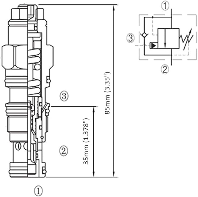 Hydraulic Counterbalance Load Holding Valve Cartridge, 15 GPM, 4060 psi, 3:1 ratio T-11A cavity - Poueer