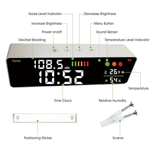 Precision Sound Level Meter, BTMETER Digital Decibel Tester for 30~130 dB Noise Volume Measurement with A/C Fast/Slow Weighting, Large Backlight Display BT-882A Decibel Reader - Poueer