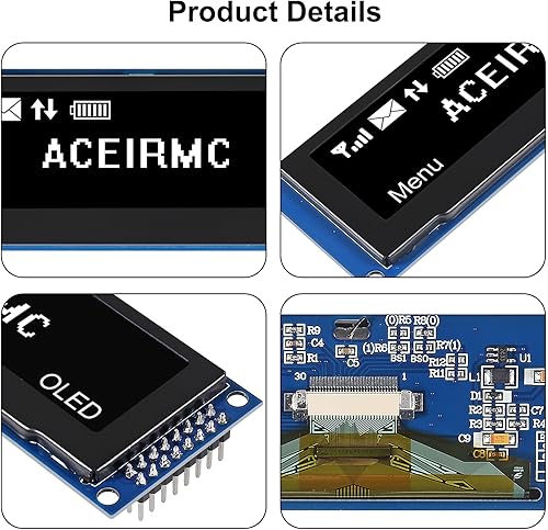 2pcs 3.12 inch OLED Display 256x64 OLED LCD Display SSD1322 Module 16pin Parallel SPI Soldering for Arduino (Green) - Poueer