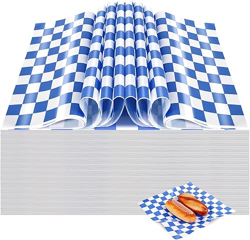 Colarr 1000 Pcs Waxed Paper Sheets Bulk 15 x 15 Inch Large Sandwich Wrapping Papers Checkered Deli Food Basket Liners for Burgers Bread Restaurant Barbecue Picnic(Red) - Poueer
