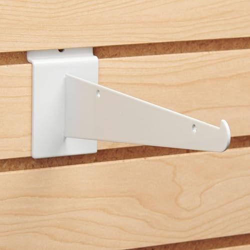 8 inch White Shelf Bracket for Slatwall - Pack of 10 - Poueer