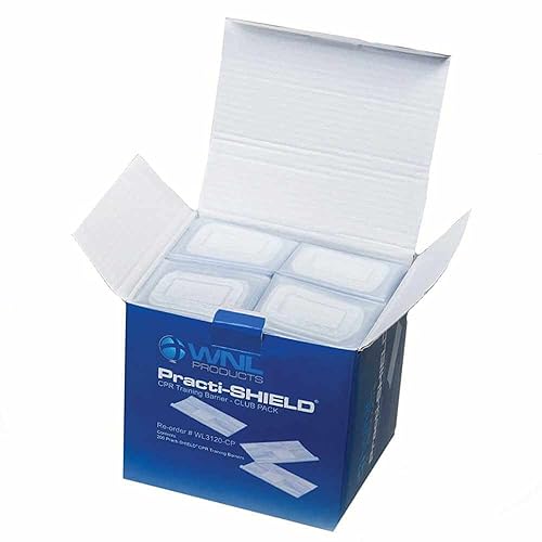 WNL Products WL3120CP CPR Practi-Shield Manikin Training Protector - 200 Shields - Poueer