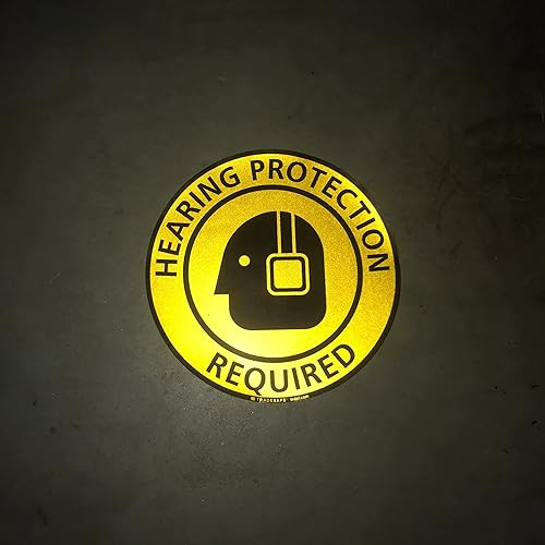 TRADESAFE Safety Glasses Required Anti-Slip Floor Sticker - Eye Protection Required Caution Sign, Peel and Stick Adhesive Vinyl Sign, ANSI-Compliant, 17” Diameter Round Sticker - Poueer