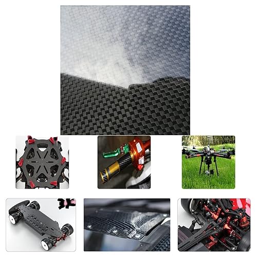 3K Plain Weave Carbon Fiber Sheet 200x300mm 0.2-20mm Thickness - High Gloss Carbon Plate for RC Models(Thickness:0.2mm) - Poueer