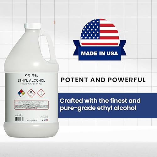 HIGH Impact 99.5% Ethyl Alcohol Denatured 40-B 200 Proof Alcohol - Made in The USA - Gallon (Pack of 1) - Poueer