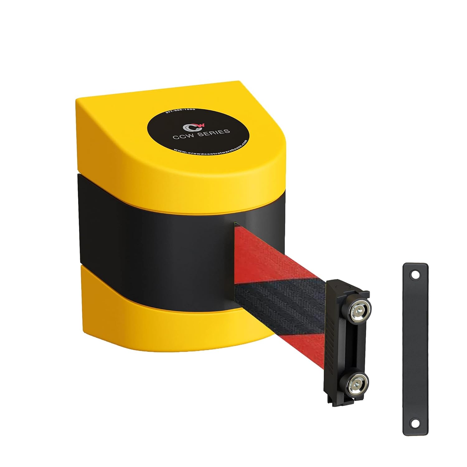 CCW Series WMB-230 Magnetic Wall Mount Retractable Belt Barrier (30 Foot Belt, Yellow with'Caution - DO NOT Enter' Black Letters Belt with Yellow ABS Case) - Poueer