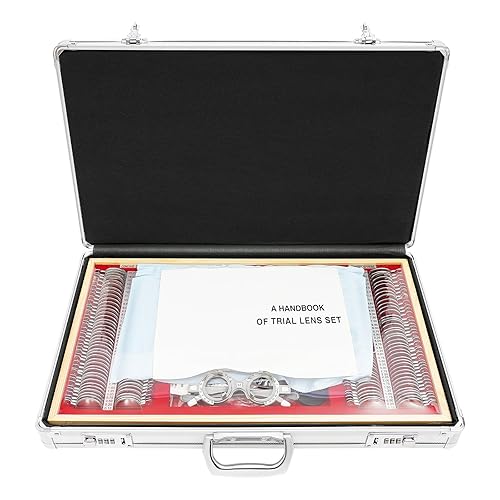 266Pcs Optometry Rim Case Kit, Precise Optical Trial Lens Set Metal Rim Optometry Box Kit with Optometry Test Trial Frame, Professional Eye Protection Accessories Set, 22.4 * 14.2 * 3.7Inch - Poueer
