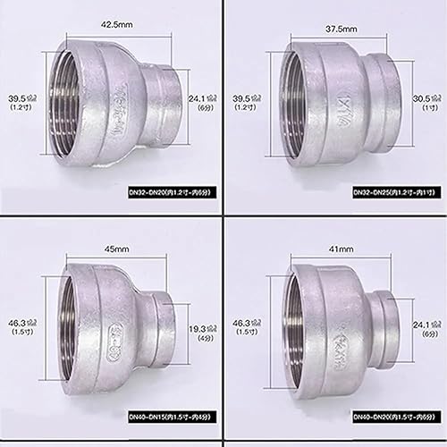 BSPT Female Reducer Coupler 1/8 to 4' 304 Stainless Steel Pipe Fitting Connector 1PC(2-1/2 x 1-1/4 Inch) - Poueer