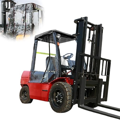 Clear Forklift Cover, Universal 600D Oxford EVA, Transparent Sun & Rainproof, Waterproof & UV-Proof All-Weather Protection for Forklifts Up to 6000LB - Poueer