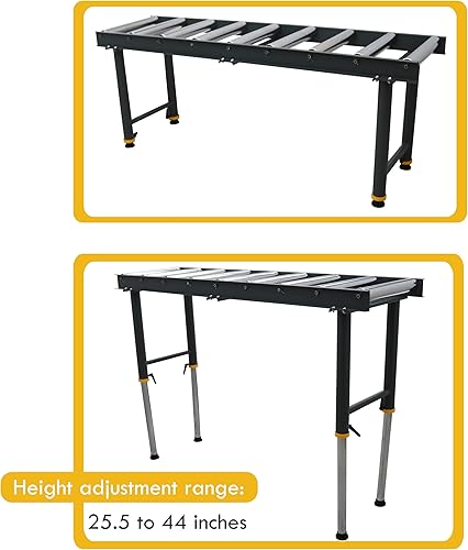 TECHTONGDA 9 Rolls Conveyor Roller Stand Adjustable Height 440LBS 65 Inch Length 18.5 Inch Width with 2.3 Inch Rollers Diameter Stainless Steel Silver - Poueer