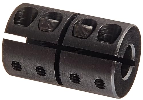 Climax Part ISCC-037-037 Mild Steel, Black Oxide Plating Clamping Coupling, 3/8 inch X 3/8 inch bore, 7/8 inch OD, 1 3/8 inch Length, 6-32 x 3/8 Clamp Screw - Poueer