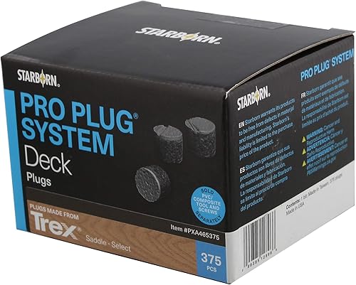 Starborn Pro Plug System Saddle PVC Composite Deck Boards, Covers 100 Sq Ft Includes Plugs Only - Poueer