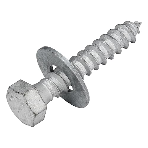3/8 x 4 (50 Pack) Lag Screw Kit, 50 Screws and 50 washers, Hot Dip Galvanized, Meets ASME B18.2.1 Industrial/Commercial Grade by Makers Bolt - Poueer