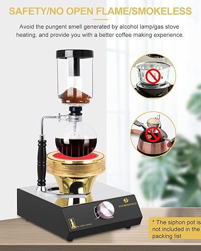 YUCHENGTECH Halogen Beam Heater Burner Smart Siphon Beam Heater for Hario Yama Syphon Coffee Maker (Upgrade 110-120V) (110V) - Poueer