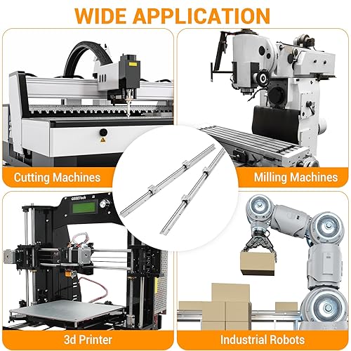 Linear Rail Slide SBR20-1500mm (2 PCS) and 4 PCS 4SBR20UU Bearing Blocks, Linear Bearing CNC Kit for Automated Machines DIY Project and Equipment - Poueer