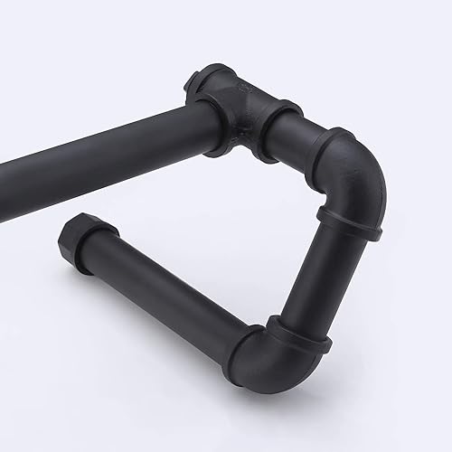 KES Toilet Paper Holder Stand with Reserve Industrial Pipe Toilet Paper Holder Bathroom Toilet Paper Storage Black, BPH503A-BK - Poueer