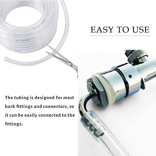 DAVCO 3/4' ID x 50ft Clear Vinyl Tubing, Low Pressure Flexible PVC Tubing, Heavy Duty UV Chemical Resistant Lightweight Plastic Vinyl Hose, BPA Free and Non Toxic - Poueer